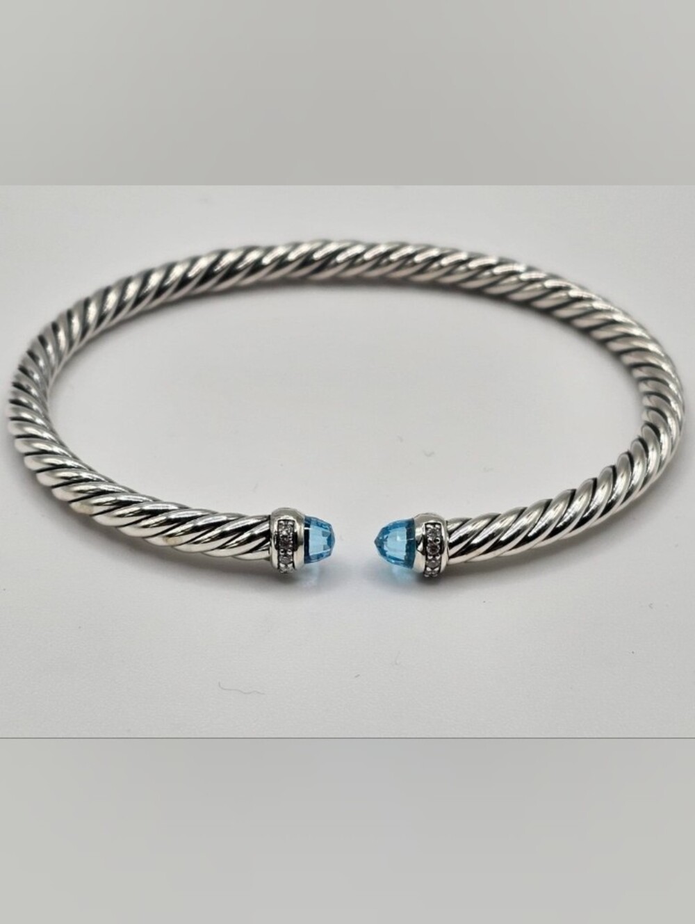David Yurman 4mm Flex Cable With Blue Topaz & Diamonds